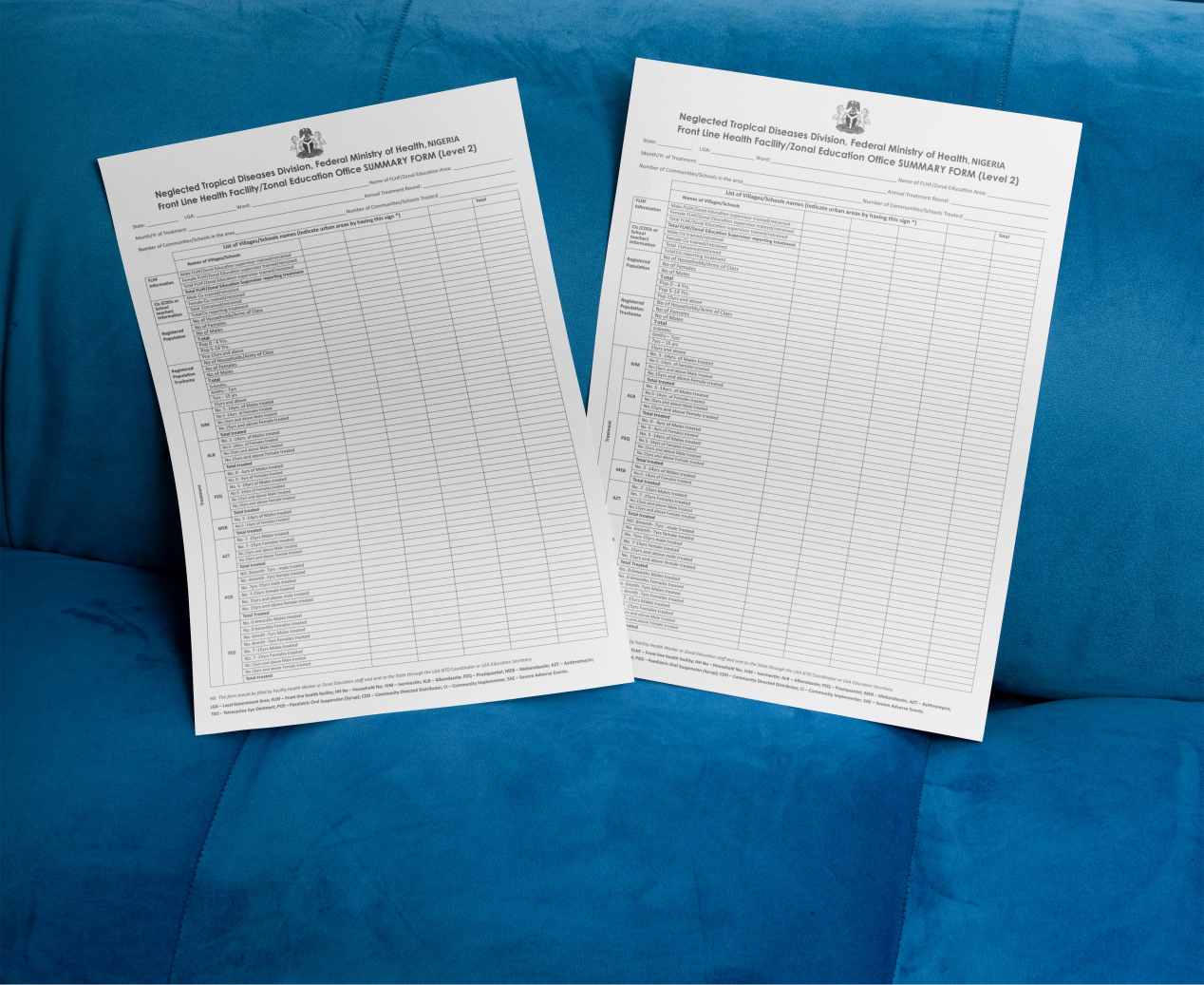 Neglected Tropical Diseases Division, Federal Ministry of Health,NIGERIA Front Line Health Facility/Zonal Education Office SUMMARY FORM (Level 2)